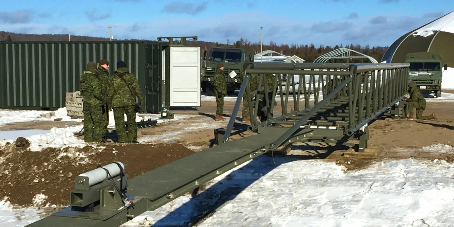 MAADI aluminum tactical bridge being trialed by the 5th Canadian Mechanized Brigade Group during military exercises