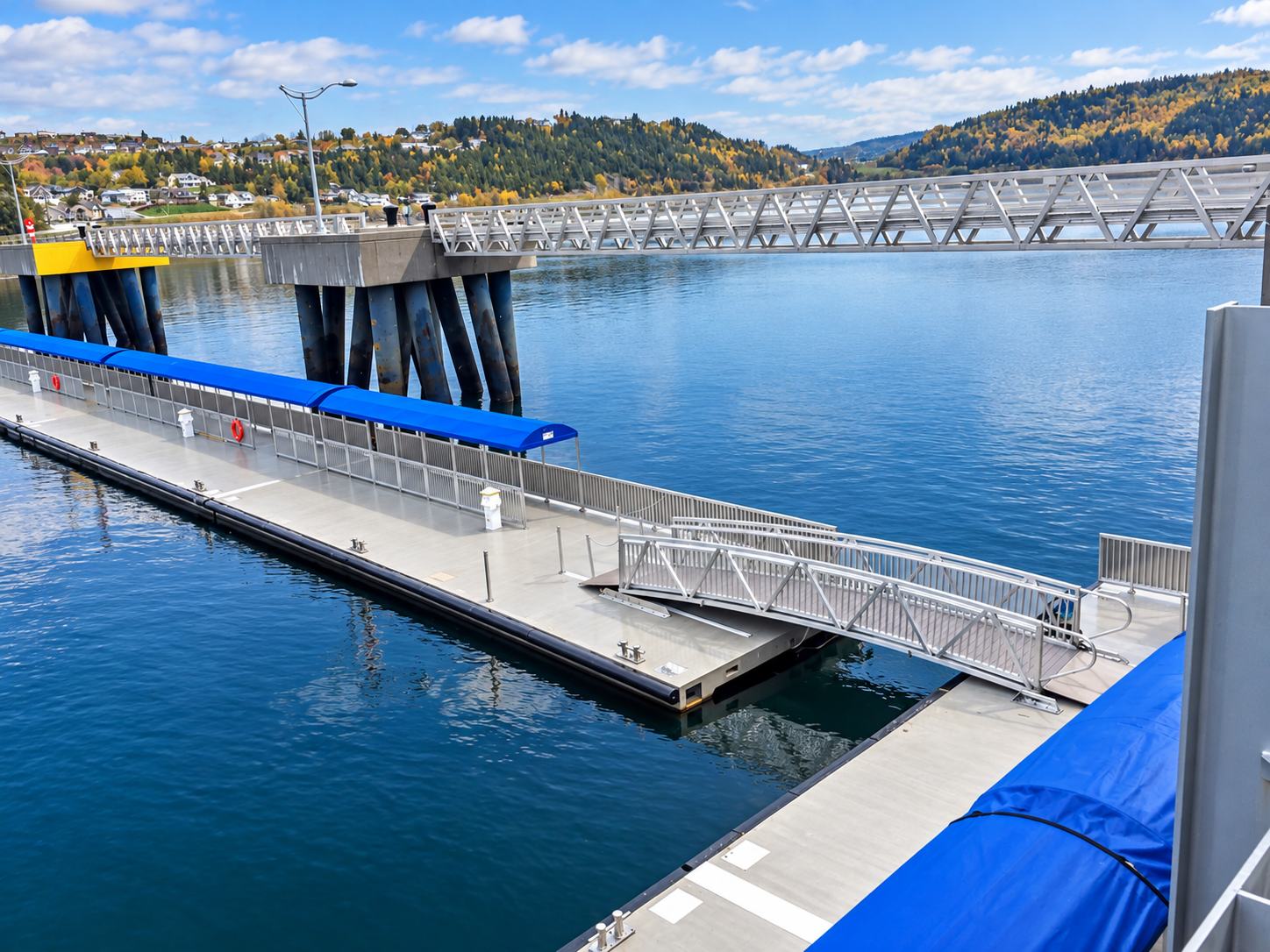 Custom aluminum ferry landing and passenger access system in La Baie, Saguenay, Quebec