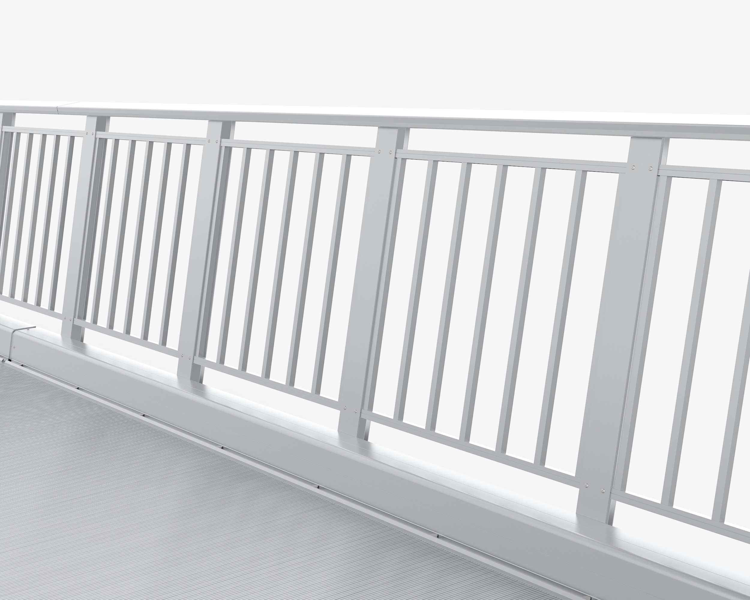 Vertical picket guardrails for weld-free aluminum bridge decking