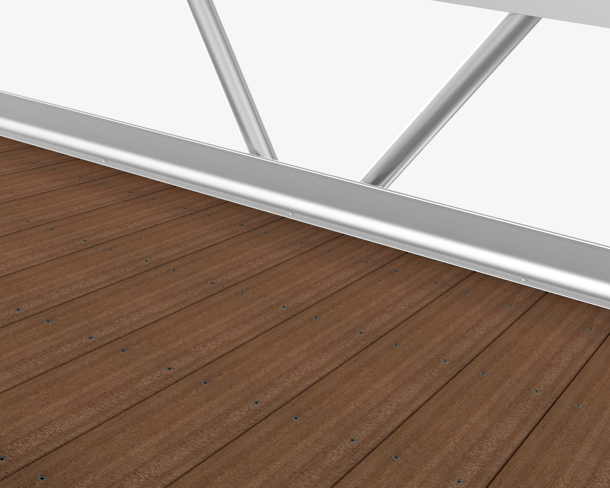 Ipe hardwood decking with integrated aluminum kick plate