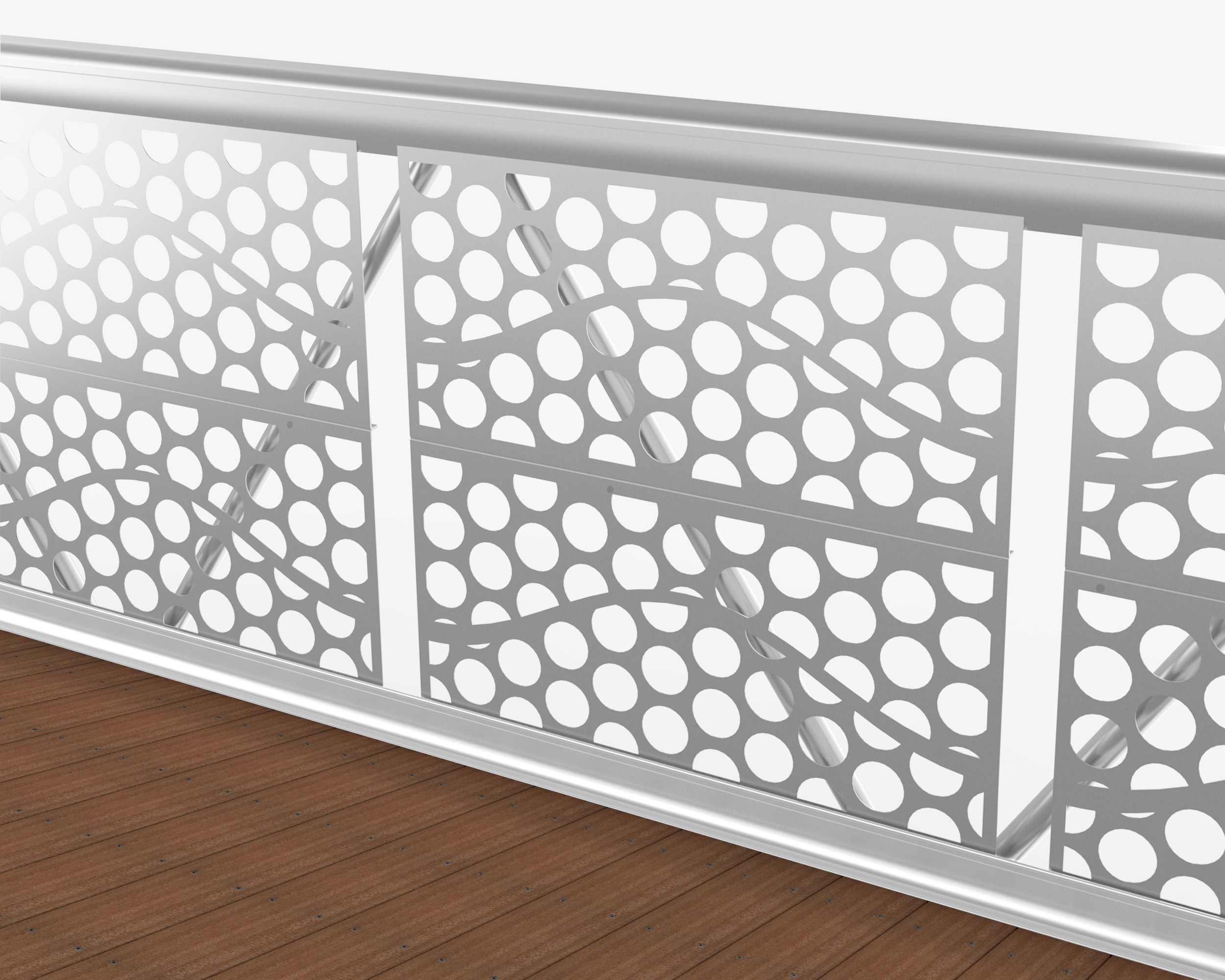 Guardrail with custom design on weld-free aluminum bridge