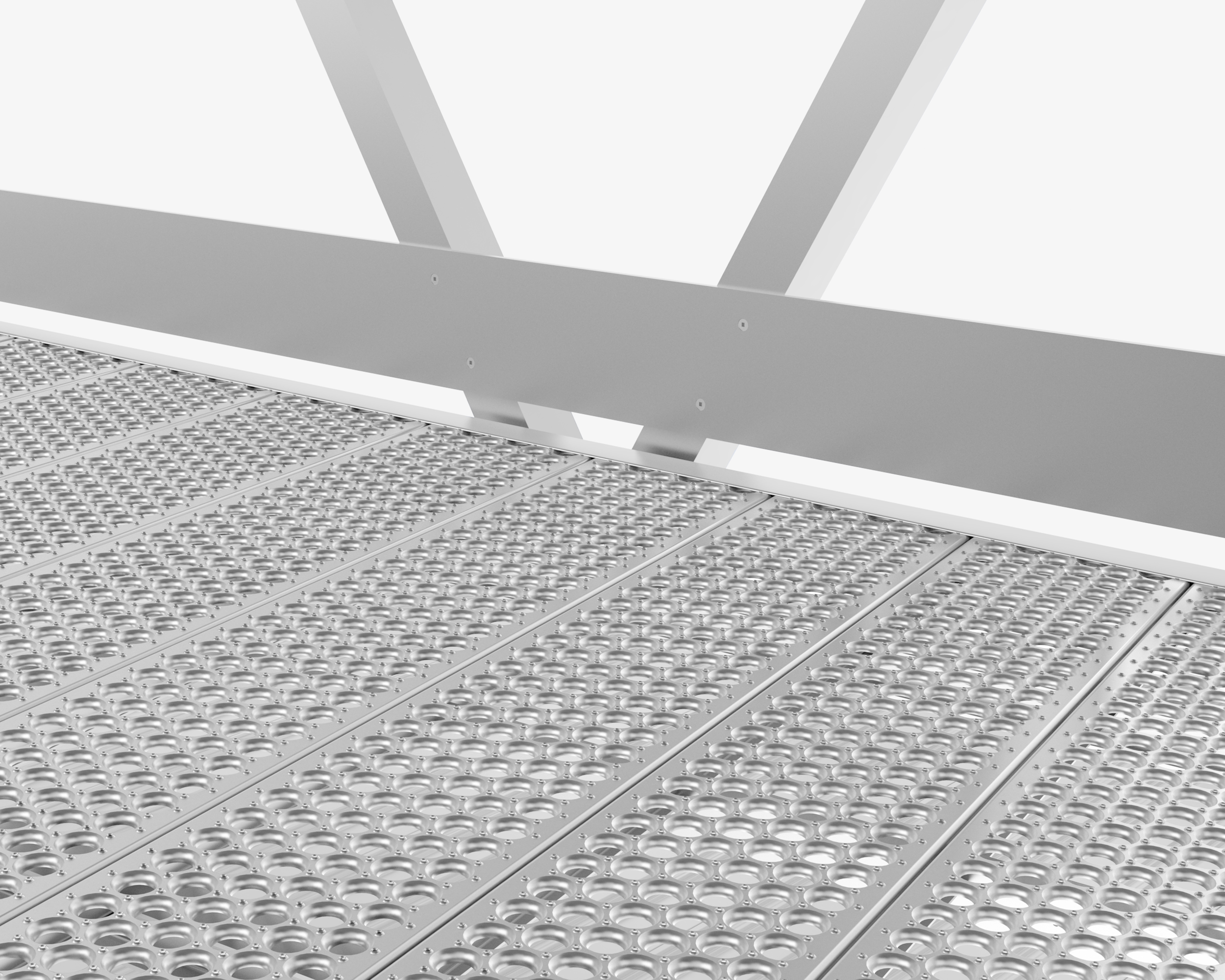 Shur grip aluminum decking with integrated kick plate on custom pedestrian bridge
