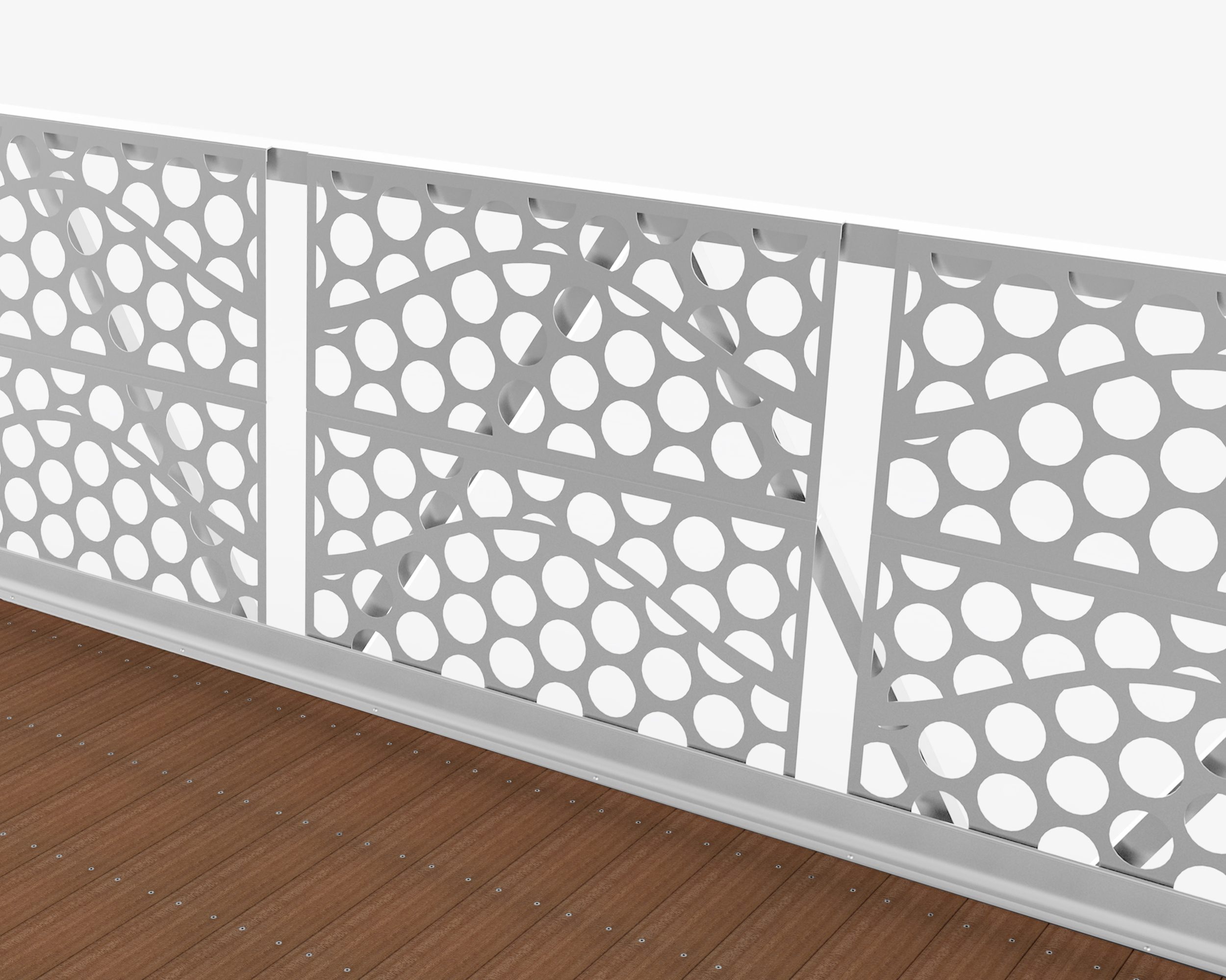 Aluminum guardrail with custom design on custom pedestrian bridge