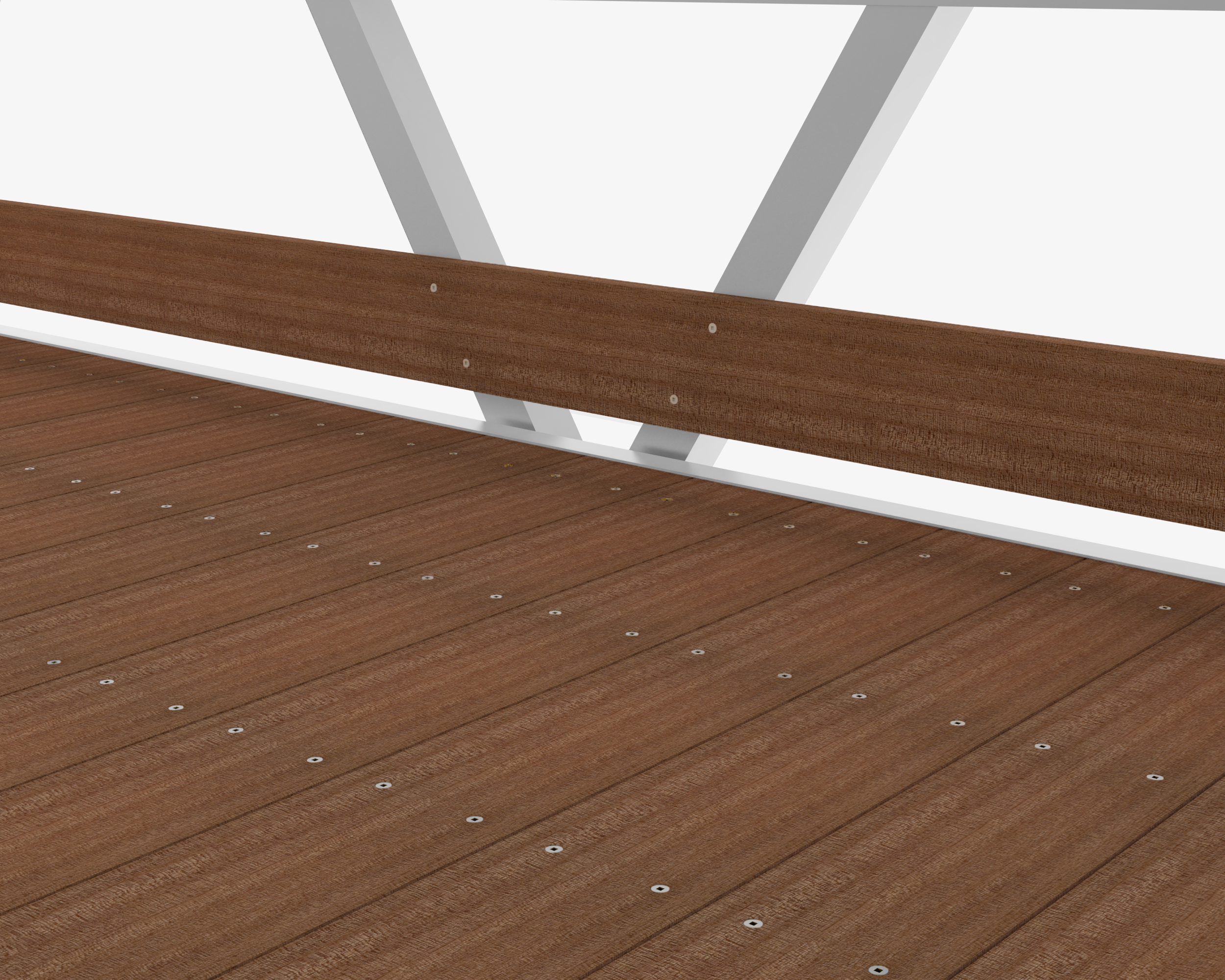 Ipe hardwood decking with raised hardwood kick plate for custom gangway
