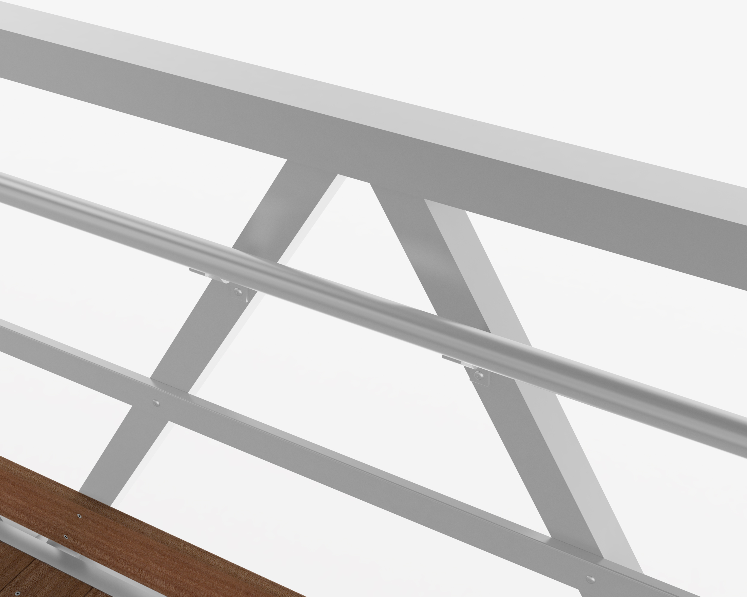 Natural-finish aluminum handrail for custom gangway