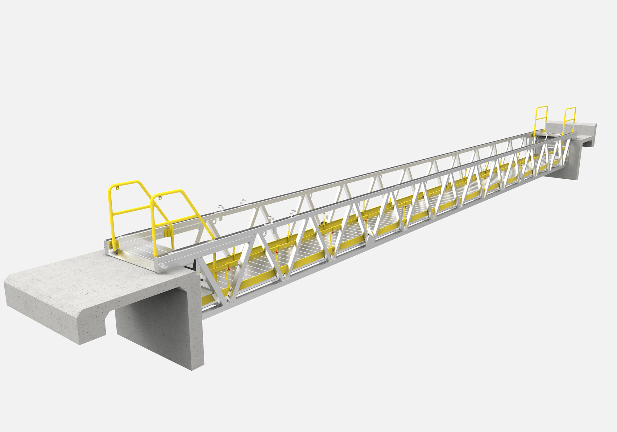 Custom pedestrian bridge for use as industrial gangway in aluminum smelter facility