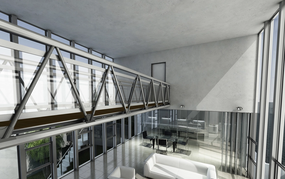 MakeABridge® aluminum bridge in a modern architectural setting, showcasing sleek design, lightweight construction, and durable materials for contemporary infrastructure.