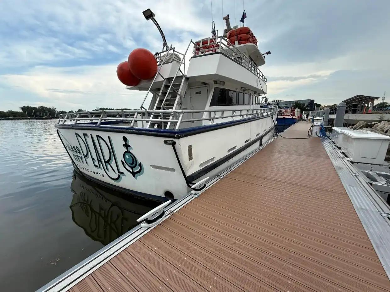 PVC composite decking on floating marina dock