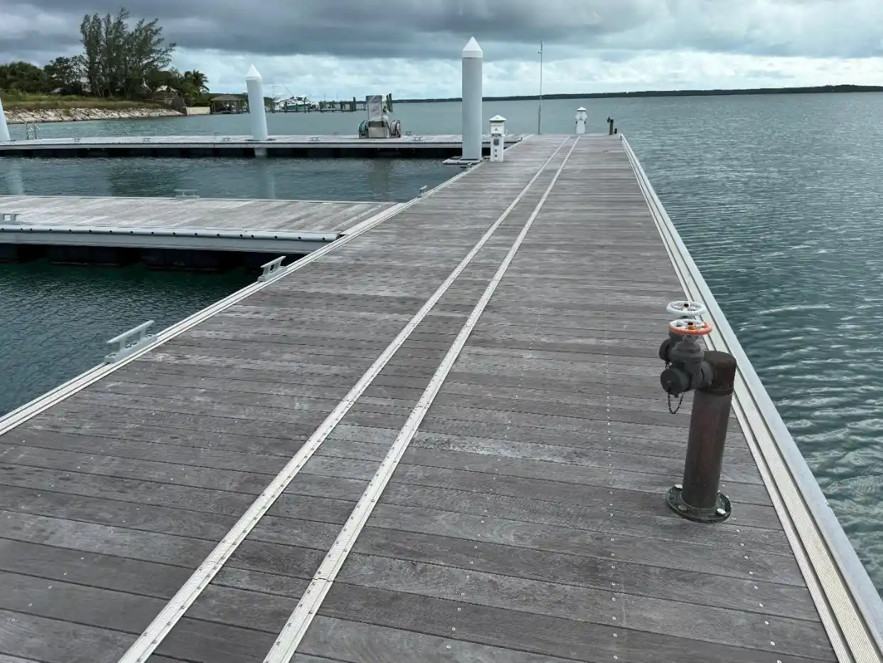 IPE hardwood decking on a marina dock system