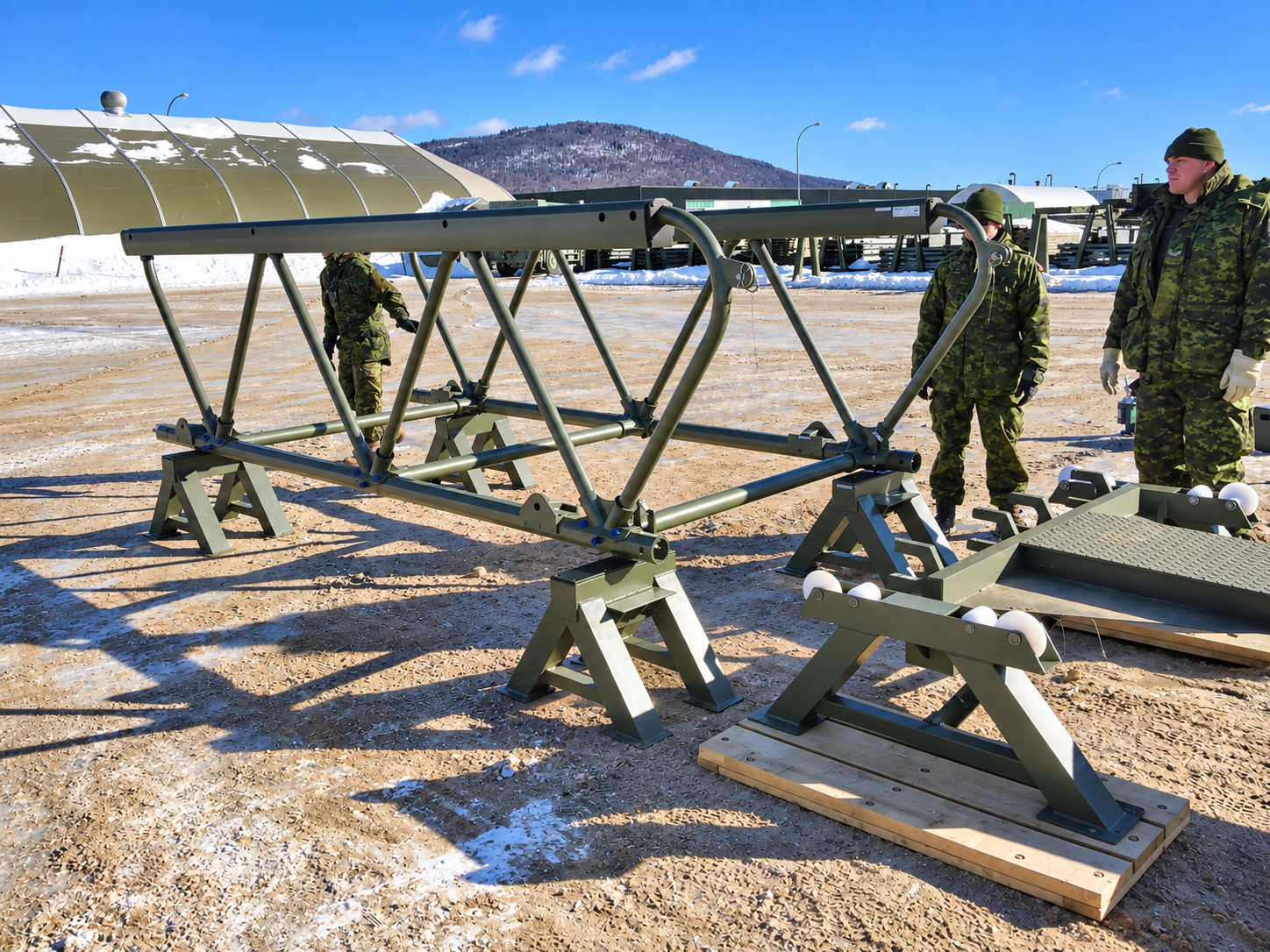 LVTB-1811 lightweight tactical bridge assembly in winter conditions