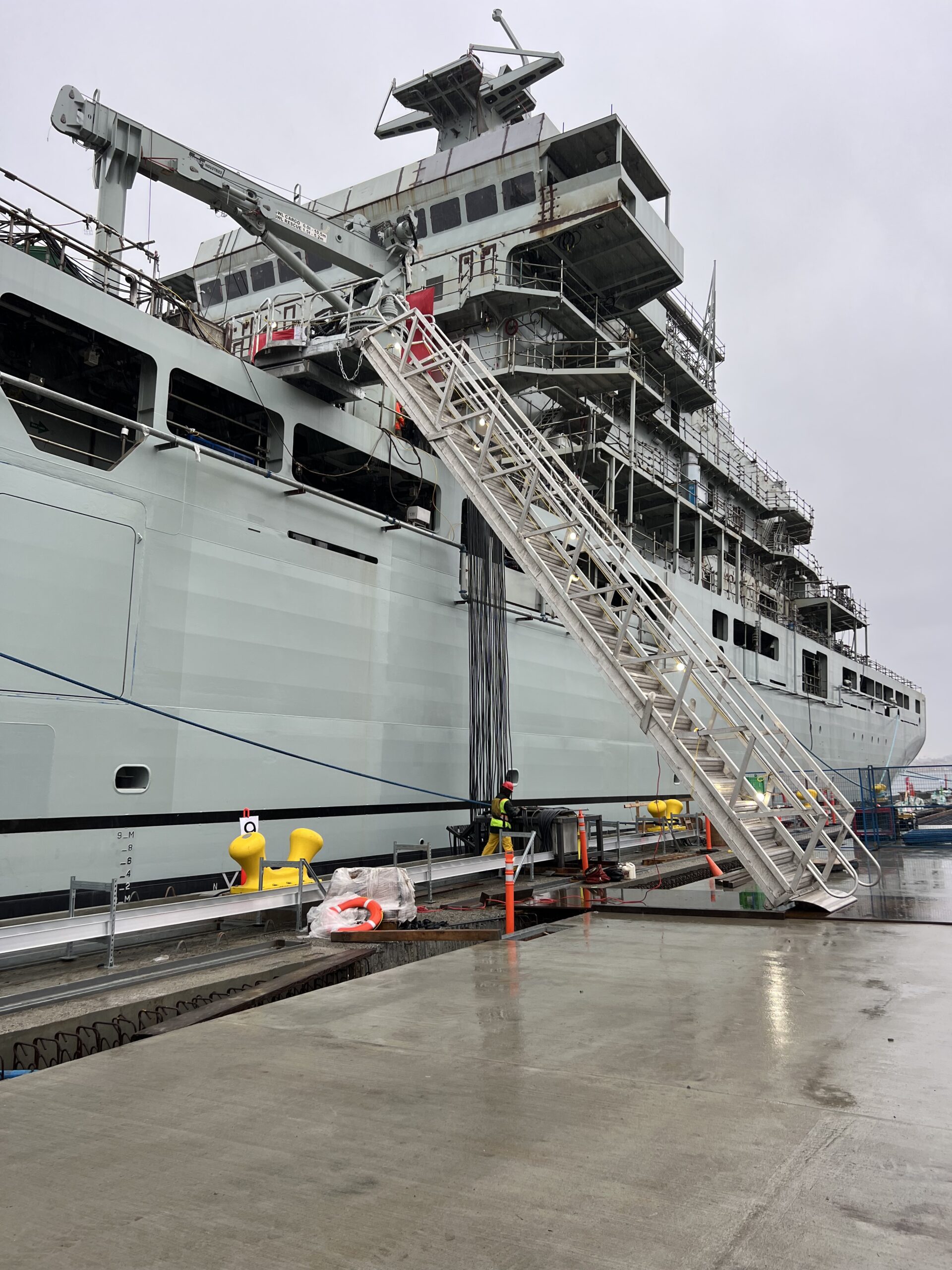 Aluminum vessel access structure on port infrastructure